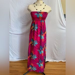 Tropical print “tube” dress